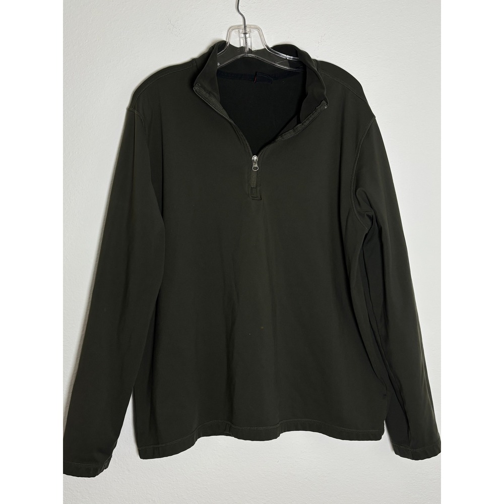 32 Degrees Heat Mens‎ Quarter Zip Pullover Fleece Lined Mock Neck Olive Green L